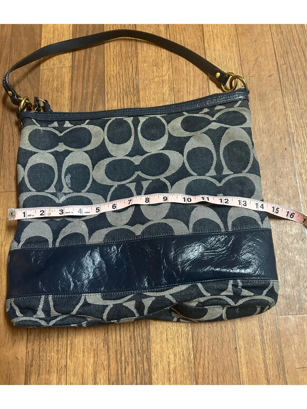 Coach Monogram Canvas Shoulder Bag - Black and Gray